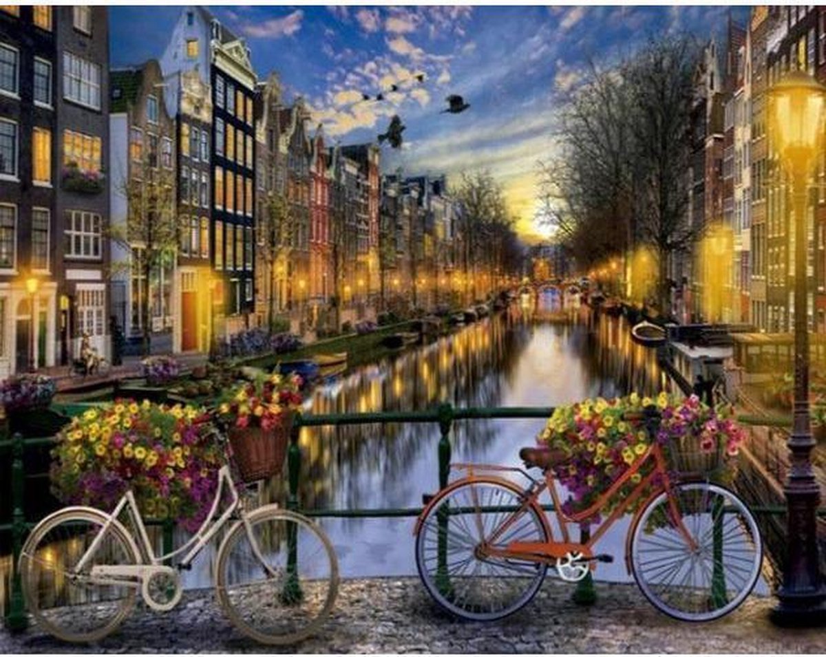 Schilderen op Nummer | Amsterdamse Grachten - 40x50cm - Exclusief Lijst (24 kleurtjes)